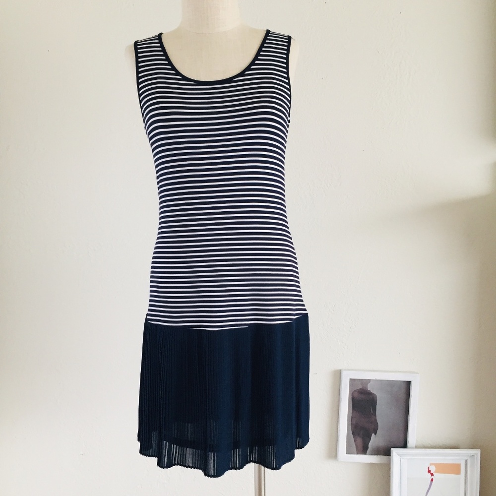 Navy blue and White Striped Dress